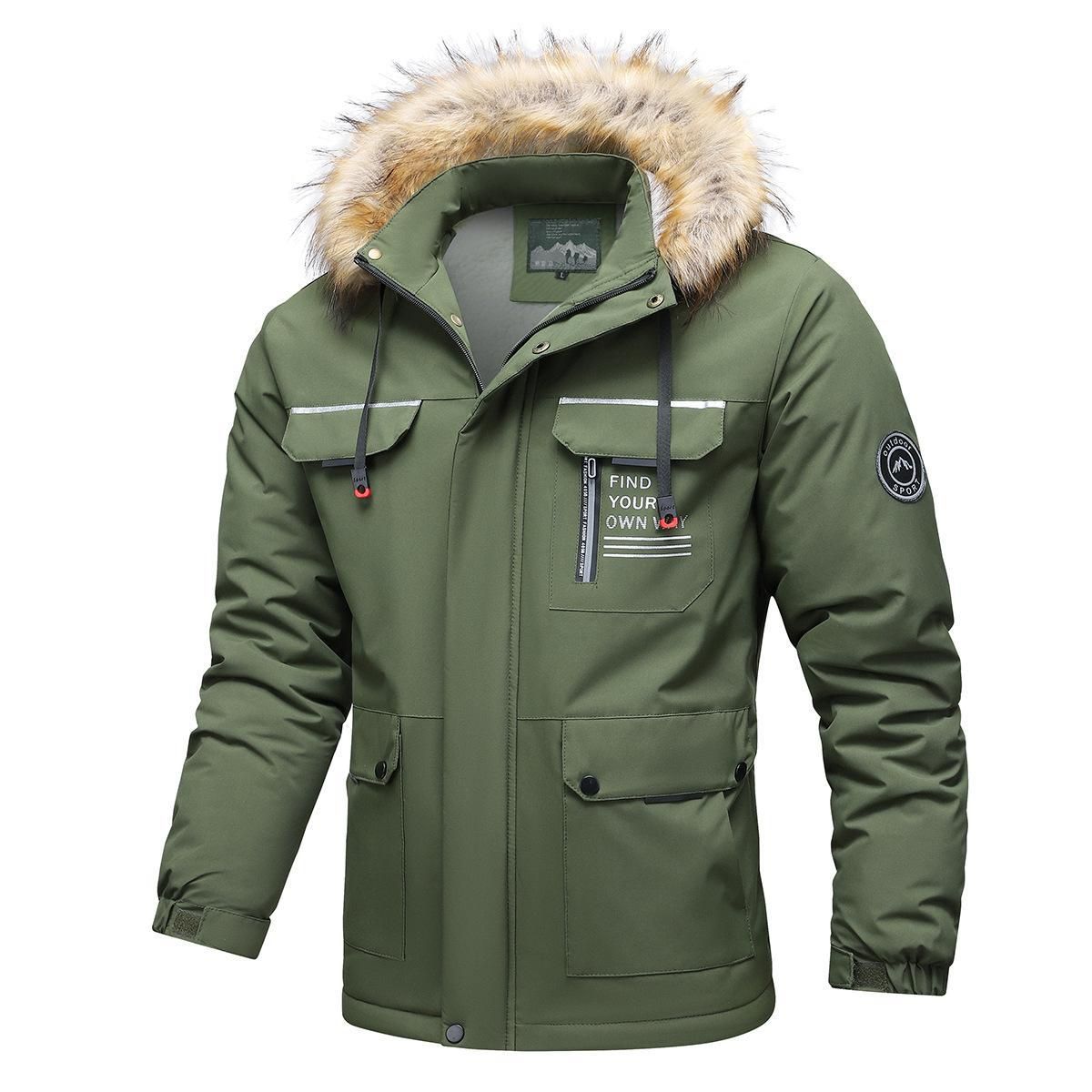 Men Hooded Parkas Winter Jacket Cotton Padded Warm Coat Long Hooded Jacket Male Fashion Casual Youth Thick Coat Clothing