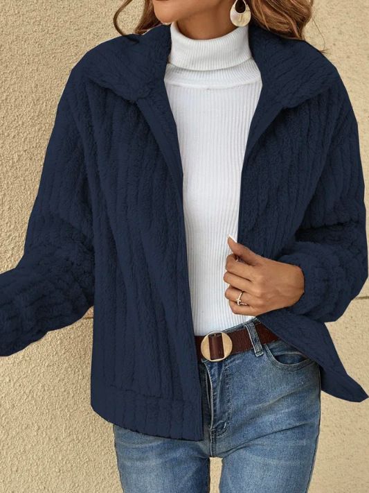 Women Fleece Basic Jacket Casual Female Turn Down Collar Teddy Pit Warm Zip Up Short Coats Women's Clothing