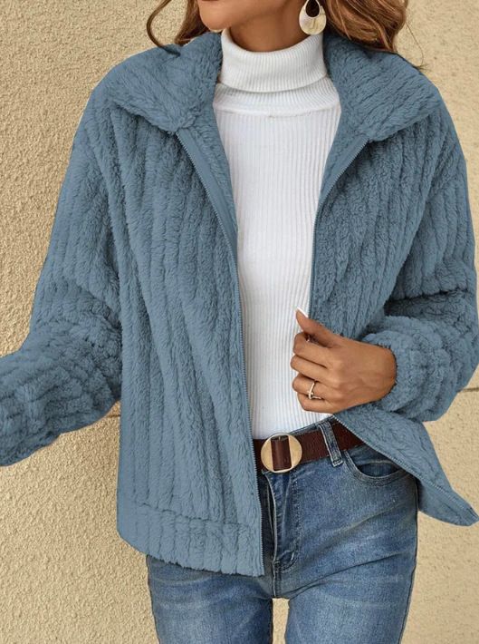 Women Fleece Basic Jacket Casual Female Turn Down Collar Teddy Pit Warm Zip Up Short Coats Women's Clothing
