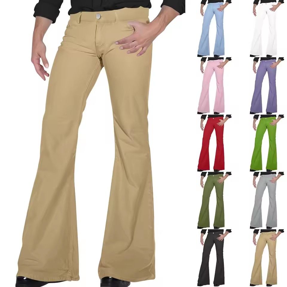Men's Retro Flared Pants Stylish Vintage Trousers for Summer Comfortable Loose Fit for Dancing New Twill Design Pants