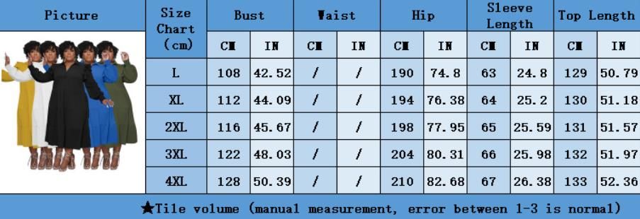 L-4XL Plus Size Dresses for Women African Ruffles Long Sleeve Solid Color Loose Casual Long Dresses