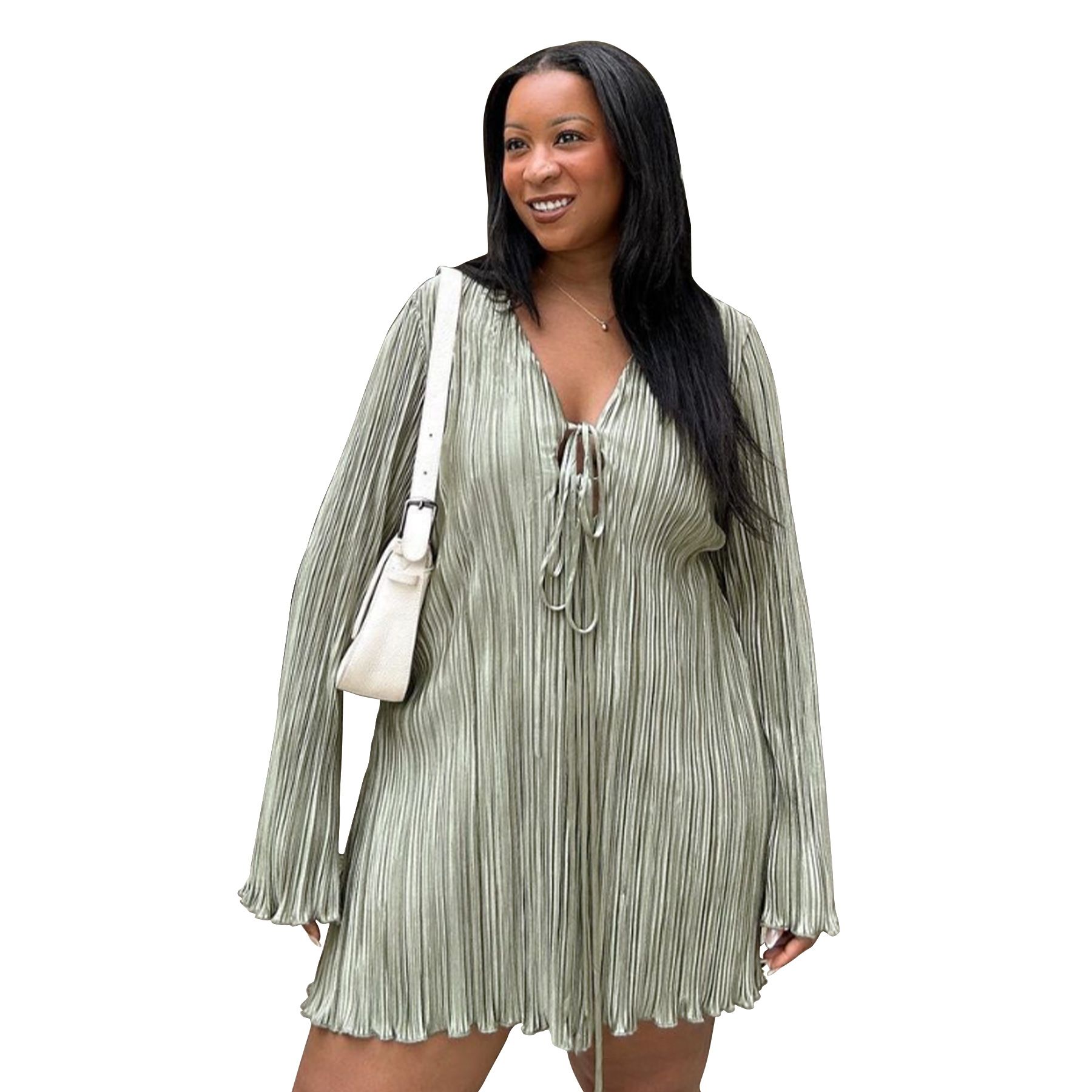 Plus Size Dresses for Women Elegant Lady Draped Loose Long Sleeve Party Bandage Dress New Style Women's Clothing