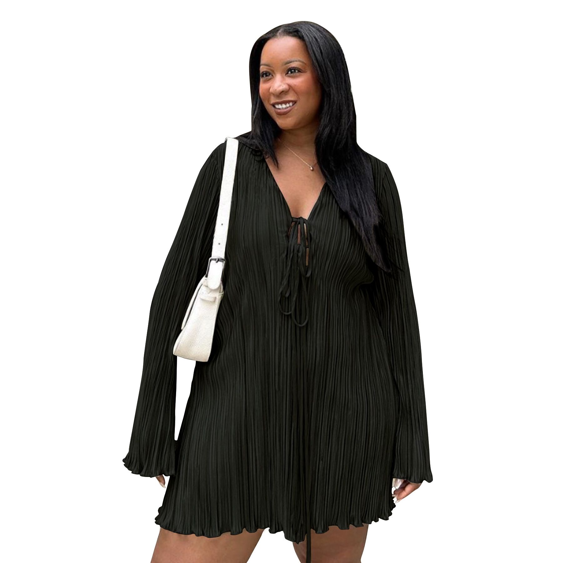 Plus Size Dresses for Women Elegant Lady Draped Loose Long Sleeve Party Bandage Dress New Style Women's Clothing