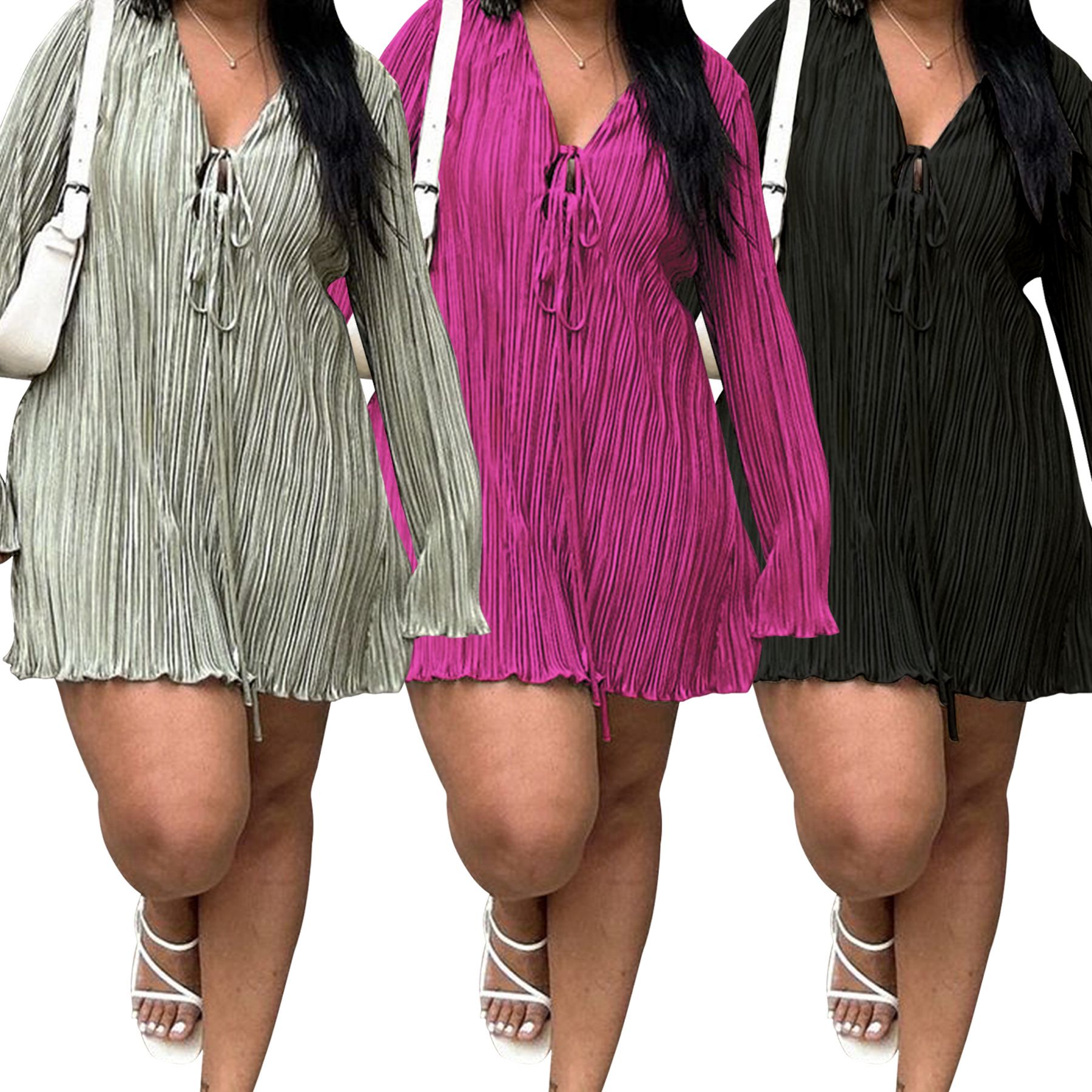 Plus Size Dresses for Women Elegant Lady Draped Loose Long Sleeve Party Bandage Dress New Style Women's Clothing