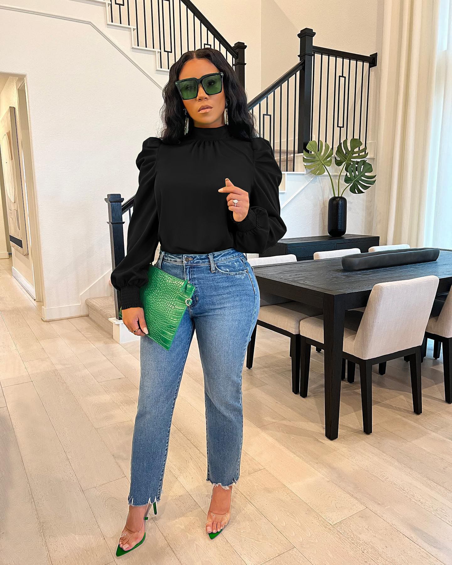 Ladies Tops Blouses Autumn And Winter New Long Sleeve High Neck Bubble Long Sleeve Casual Loose Shirt Blouse Woman