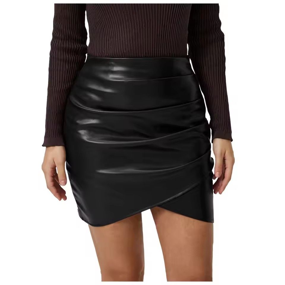 Womens Faux Leather Mini Skirt High Waisted Bodycon Pencil Skirt For Women And Teens Party Short Skirt Women Clothing