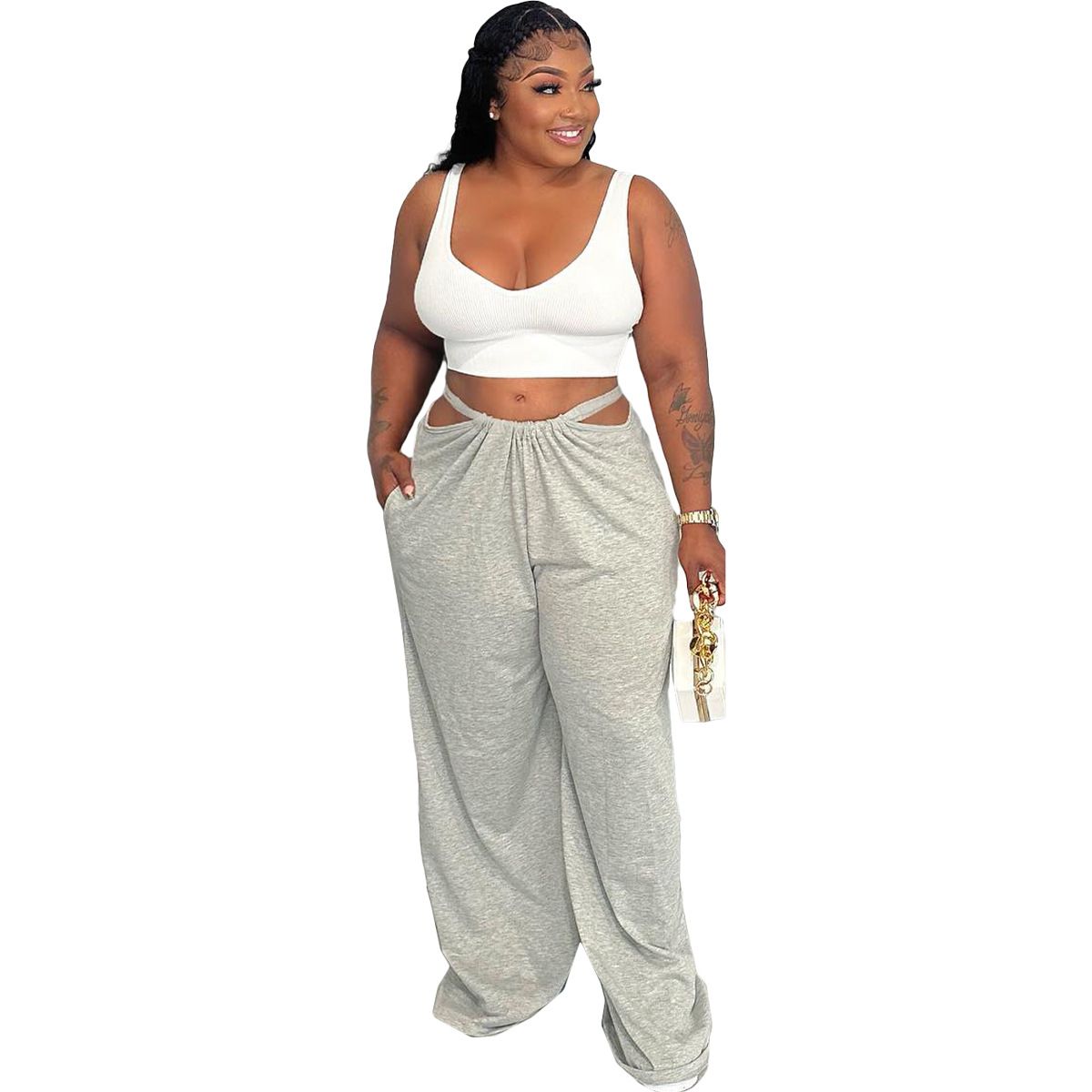 Casual long pants with hip-hop sports straps Rompers Women's Bottoms fashion women's trousers Jumpsuits