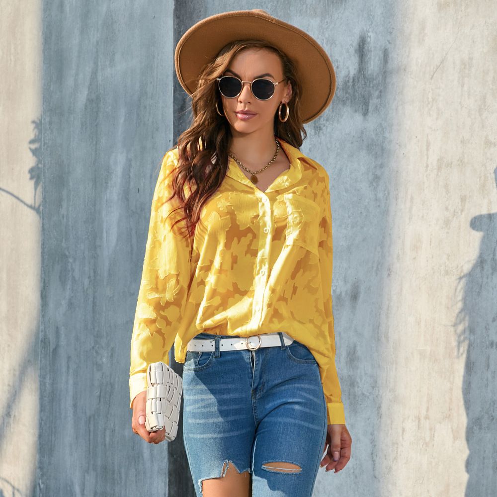 Women Elegant Blouse Shirt Tops Fashion Solid Long Sleeve Button Office Shirts Top Lady Casual Holiday Womens Clothing Summer