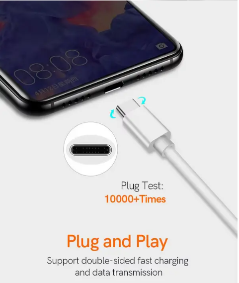 TurboSync Pro USB Charging Cable Type C, White – Ultra-Fast Charge & Data Sync for iPhone & Android  Type-C Included ⚡