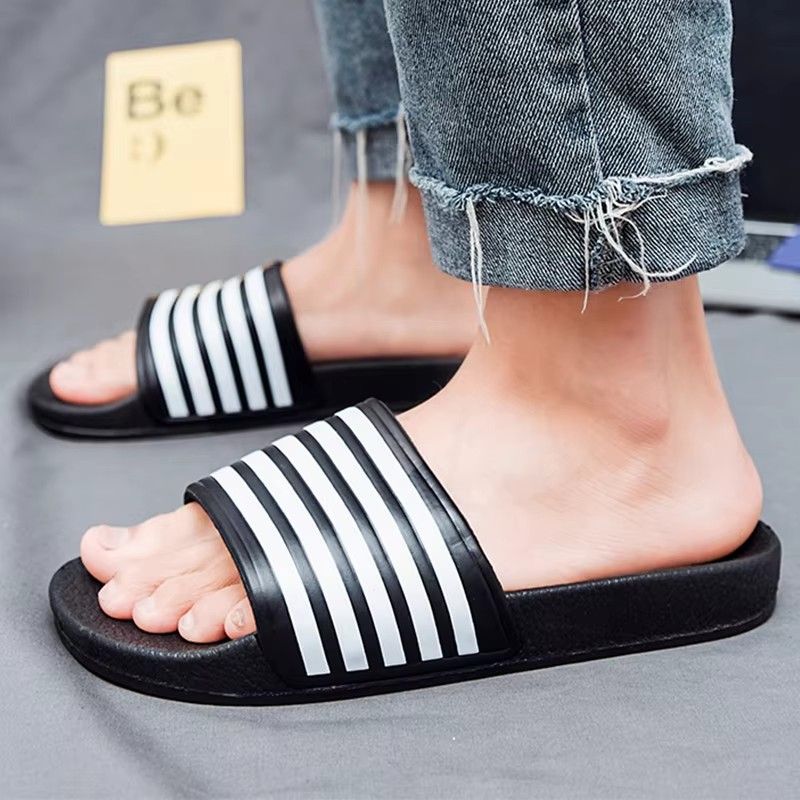 Slippers Brand Men Women Summer Stripes Pool Slides Couple Casual Slidee Beach Big Size Sandals Mujer Shoes Indoor Bedroom Shoe
