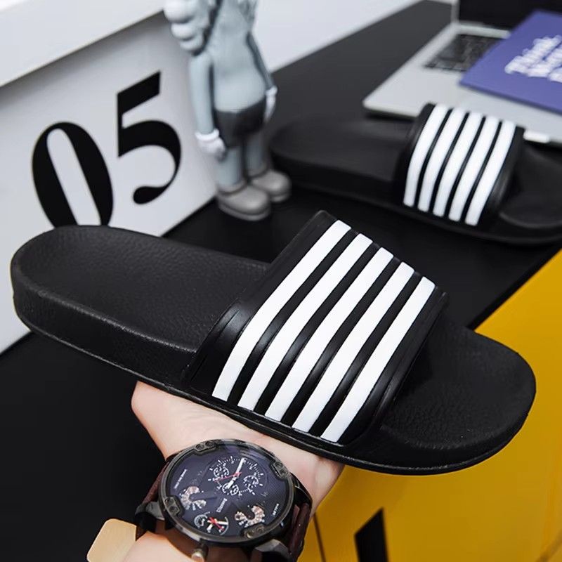 Slippers Brand Men Women Summer Stripes Pool Slides Couple Casual Slidee Beach Big Size Sandals Mujer Shoes Indoor Bedroom Shoe