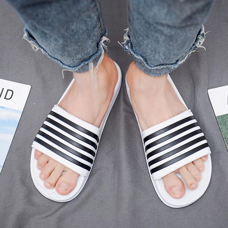 Slippers Brand Men Women Summer Stripes Pool Slides Couple Casual Slidee Beach Big Size Sandals Mujer Shoes Indoor Bedroom Shoe