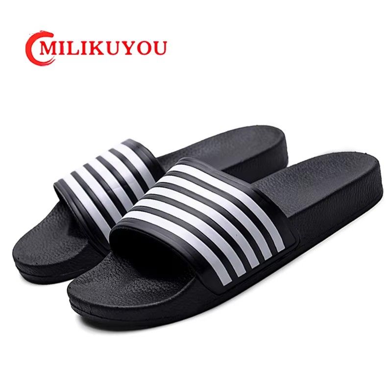 Slippers Brand Men Women Summer Stripes Pool Slides Couple Casual Slidee Beach Big Size Sandals Mujer Shoes Indoor Bedroom Shoe