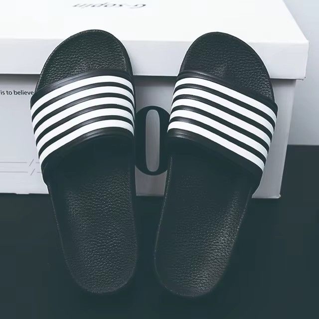 Slippers Brand Men Women Summer Stripes Pool Slides Couple Casual Slidee Beach Big Size Sandals Mujer Shoes Indoor Bedroom Shoe
