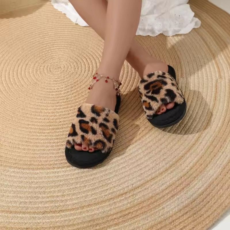 Fashion Women Slippers Cotton Plush Warm Female Light EVA Flat Bottom Non-slip Comfortable Slides Winter Autumn House Shoes