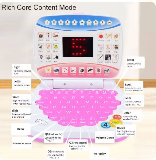 Children learning and educational machine Kid toys  LED display Early education multi-function reading machine toys Early education learning machine Boy Girl laptop toy Fast delivery within 1-5 days