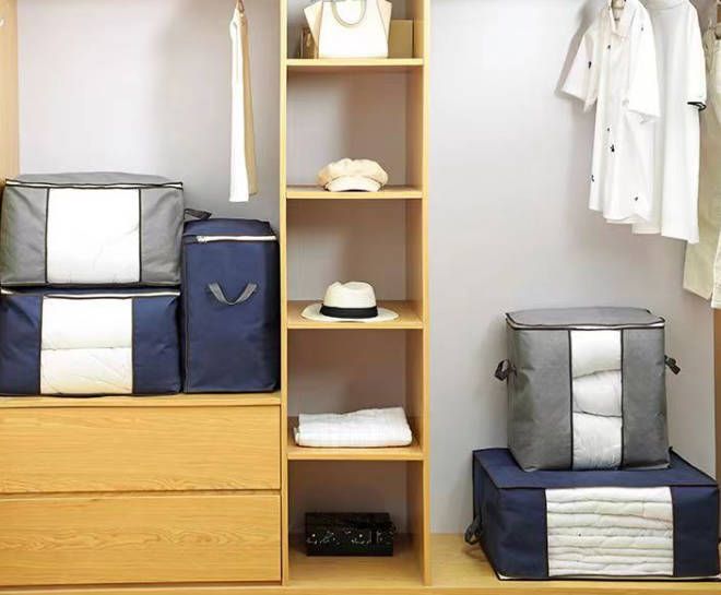2pc Storage Bag Thickened Non-woven Quilt Household Large Capacity Foldable With Handles Fast delivery within 1-5 days