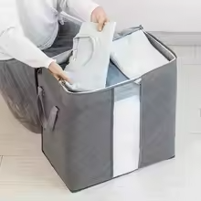 2pc Storage Bag Extra Large Handle Storage Bag - Portable Clothing and Quilt Organizing Bag  Thickened Non-woven Quilt Household Large Capacity Foldable With Handles Fast delivery within 1-5 days