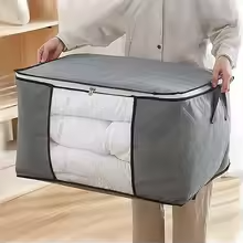 2pc Storage Bag Extra Large Handle Storage Bag - Portable Clothing and Quilt Organizing Bag  Thickened Non-woven Quilt Household Large Capacity Foldable With Handles Fast delivery within 1-5 days
