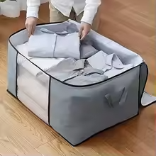 2pc Storage Bag Extra Large Handle Storage Bag - Portable Clothing and Quilt Organizing Bag  Thickened Non-woven Quilt Household Large Capacity Foldable With Handles Fast delivery within 1-5 days