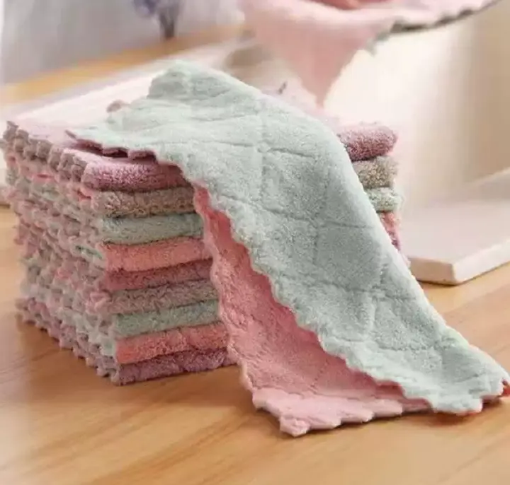 10pcs Microfiber Towel Absorbent Kitchen Cleaning Cloth Non-stick Oil Dish Towel Rags Napkins Tableware Household Cleaning Fast delivery within 1-5 days