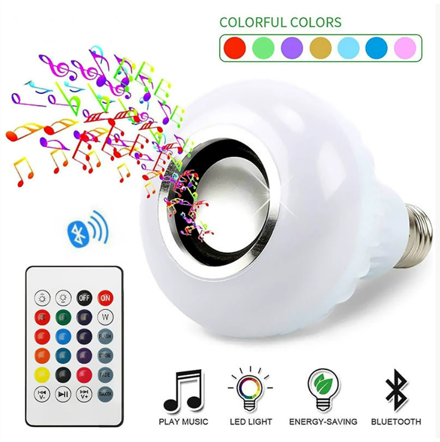 Bluetooth RGB Smart Speaker Music Bulb Colorful Stage Light Bulb With Remote Control E27 12W Led Dimmable Bulb For Home Party Fast delivery within 1-5 days