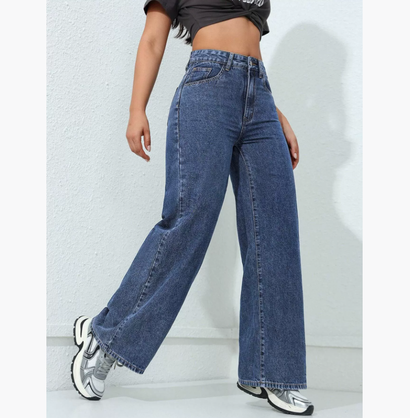 Fast delivery within 1-5 days Streetwear Jeans Women Washed Cotton Denim Straight Trousers High-waist Girl Elastic Jeans Casual Pants trousers women clothes