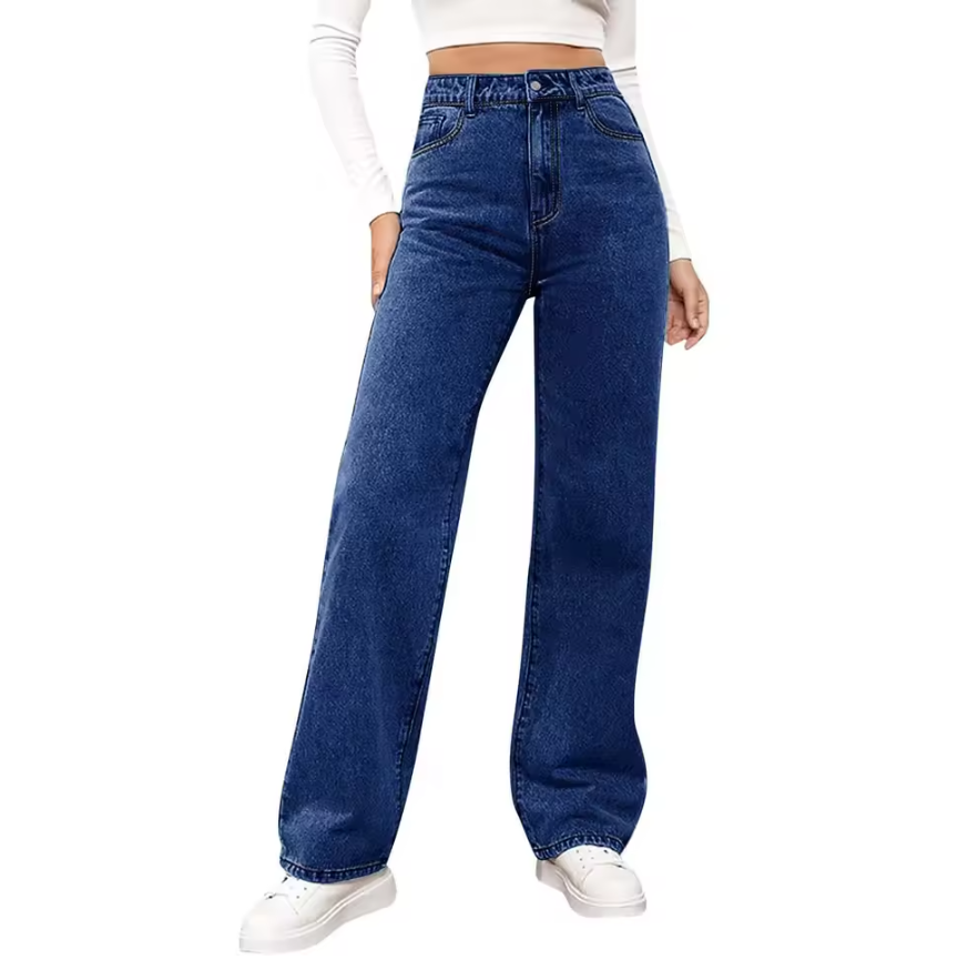 Streetwear Jeans Women Washed   Straight Trousers High-waist Girl Elastic Jeans Casual Pants trousers women clothes Local fast delivery
