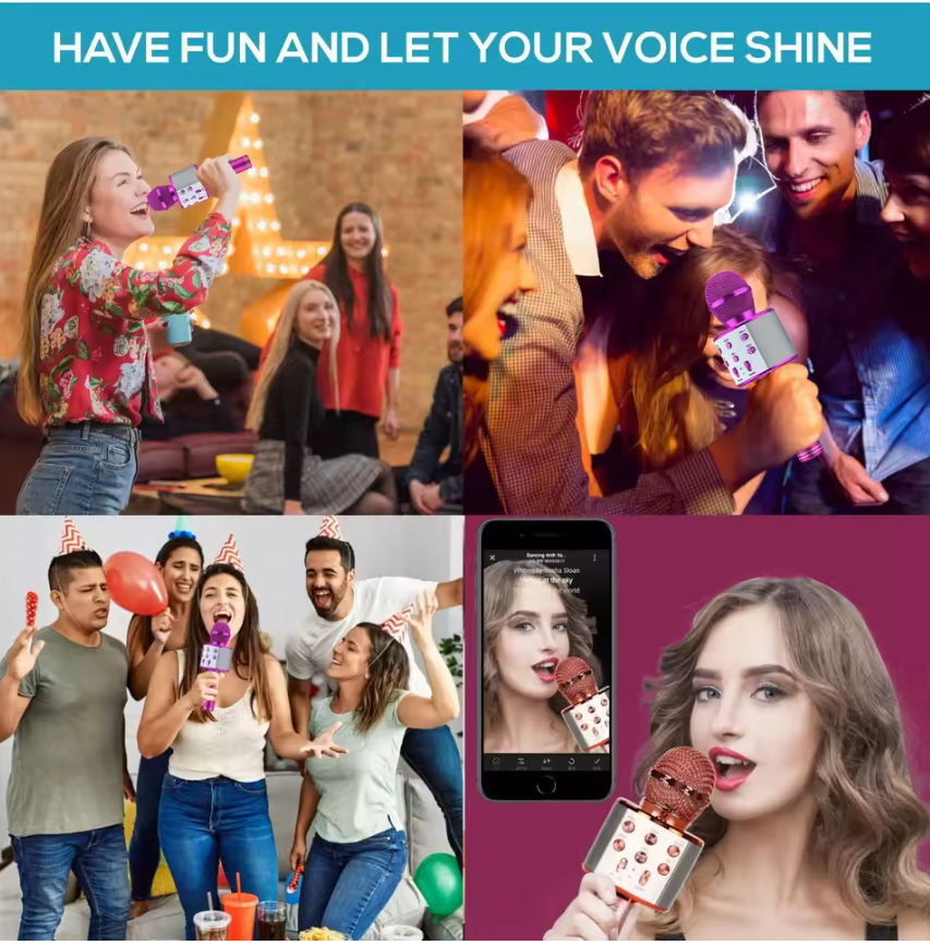 Rechargeable Wireless Bluetooth Karaoke Mic Sing-Along Bluetooth Karaoke Microphone and Bluetooth Stereo Speaker All-in-One Fast delivery within 1-5 days