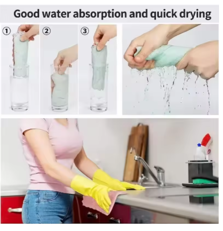 10pcs Microfiber Towel Absorbent Kitchen Cleaning Cloth Non-stick Oil Dish Towel Rags Napkins Tableware Household Cleaning Fast delivery within 1-5 days