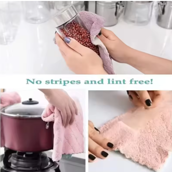 10pcs Microfiber Towel Absorbent Kitchen Cleaning Cloth Non-stick Oil Dish Towel Rags Napkins Tableware Household Cleaning Fast delivery within 1-5 days