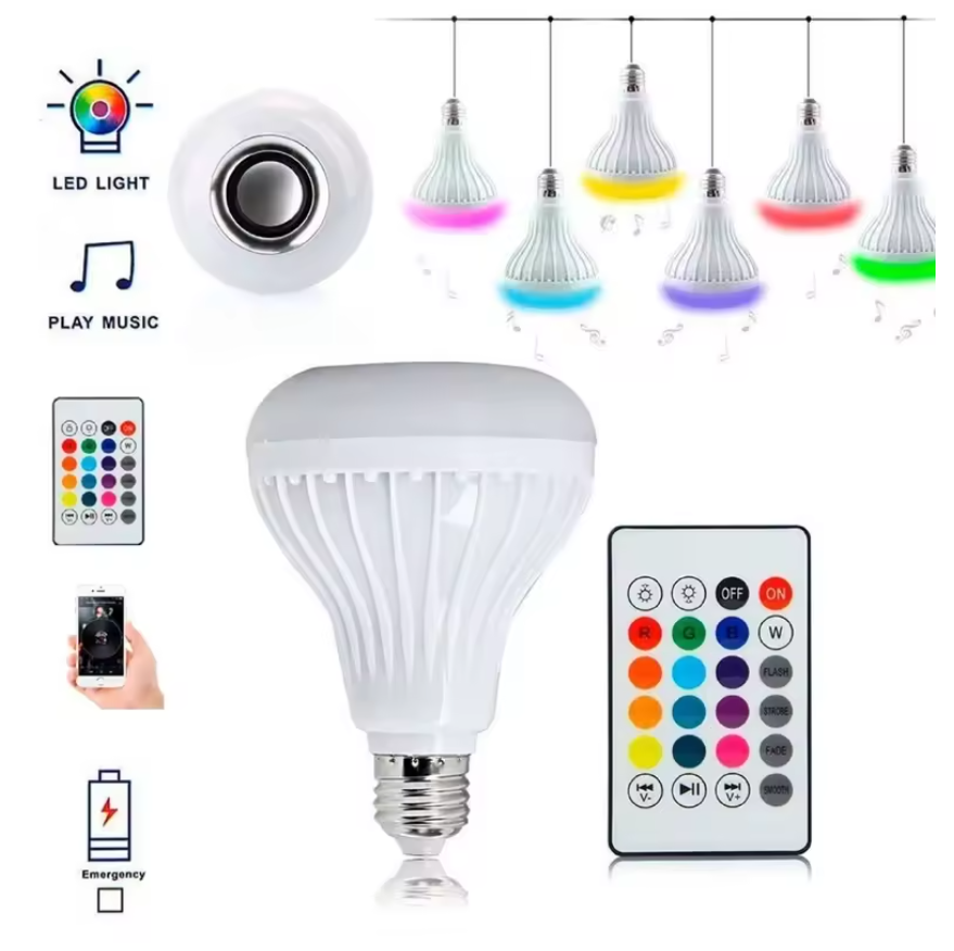 Bluetooth RGB Smart Speaker Music Bulb Colorful Stage Light Bulb With Remote Control E27 12W Led Dimmable Bulb For Home Party Fast delivery within 1-5 days