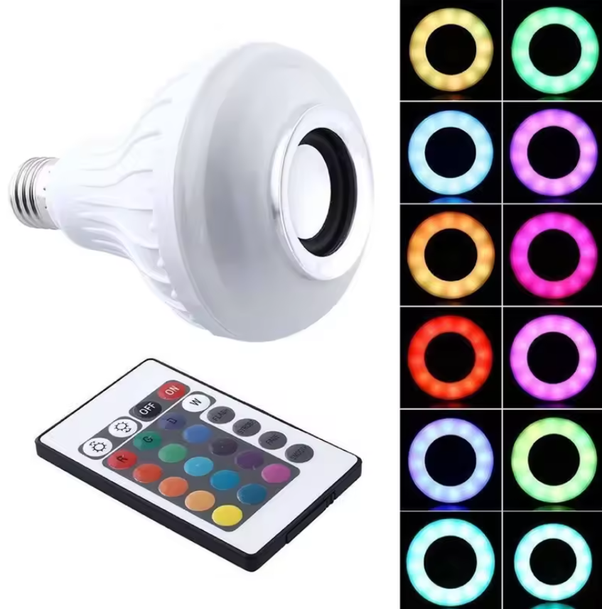 Bluetooth RGB Smart Speaker Music Bulb Colorful Stage Light Bulb With Remote Control E27 12W Led Dimmable Bulb For Home Party Fast delivery within 1-5 days
