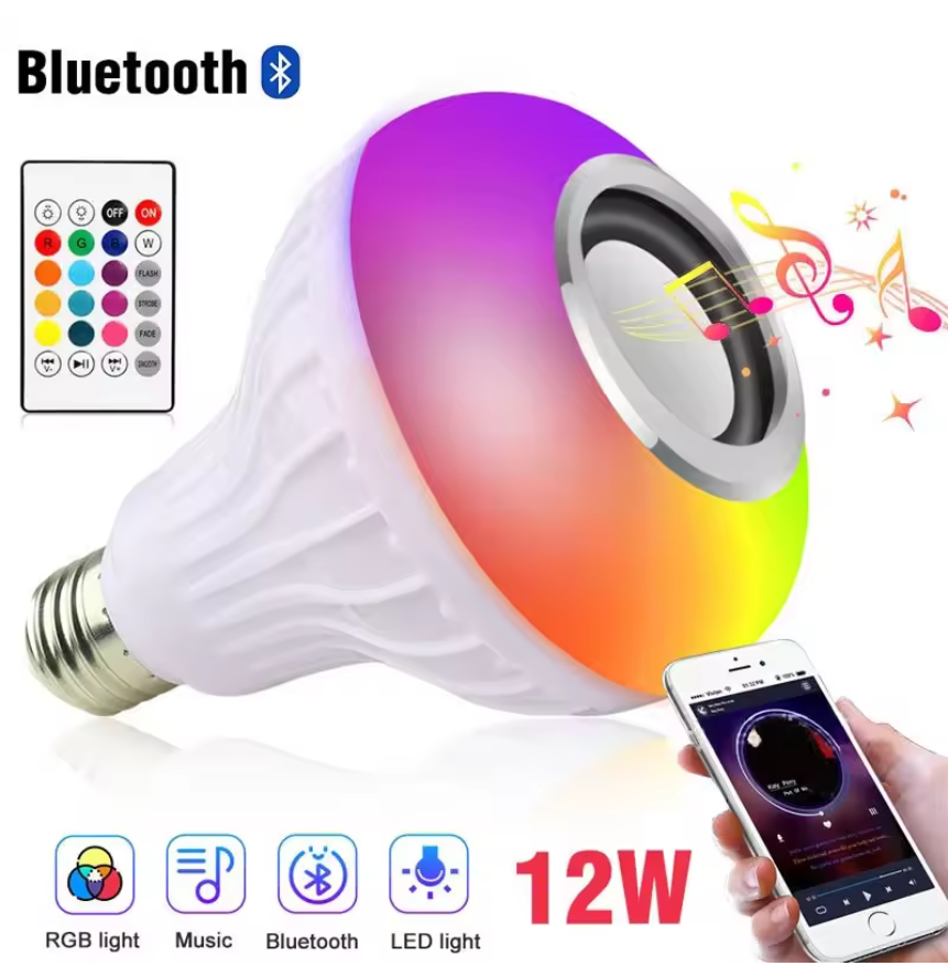 Bluetooth RGB Smart Speaker Music Bulb Colorful Stage Light Bulb With Remote Control E27 12W Led Dimmable Bulb For Home Party Fast delivery within 1-5 days