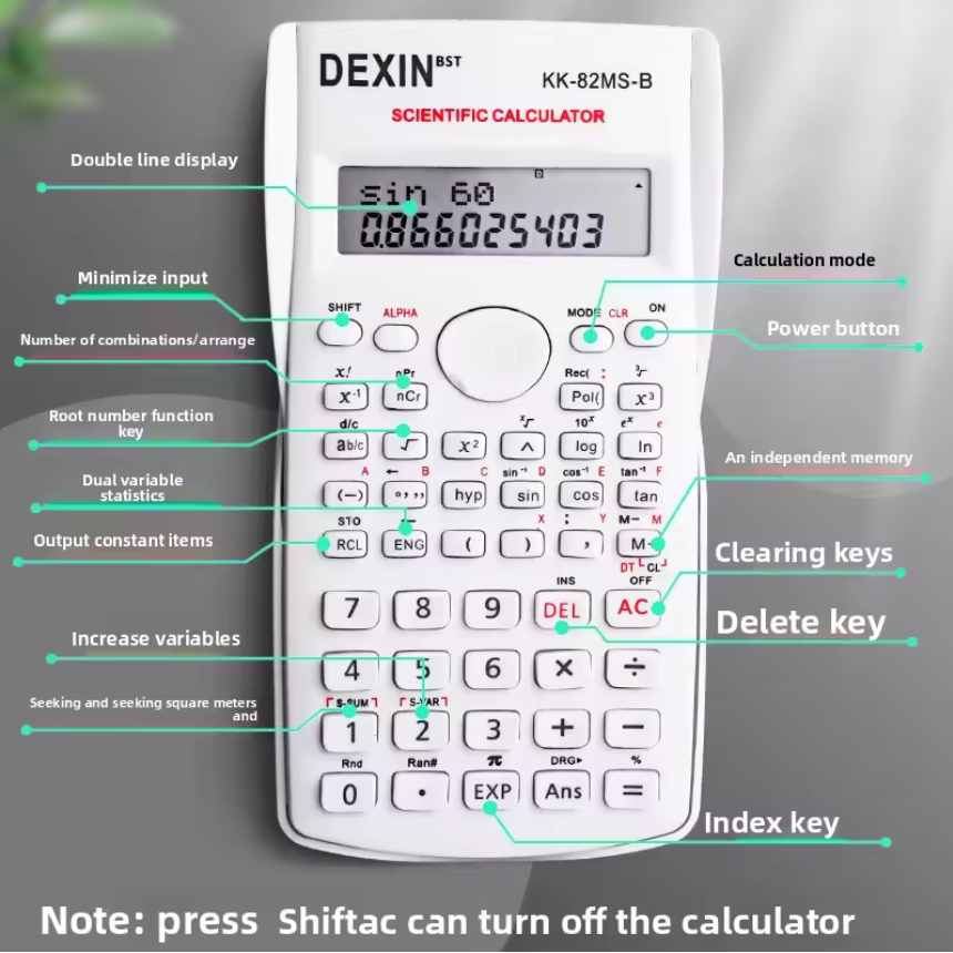 Multifunctional Scientific Calculator Student Portable Function Stationery School Office Supplies 12 Digits Display Scientific Calculator for Mathematics Teaching Student Fast delivery within 1-5 days