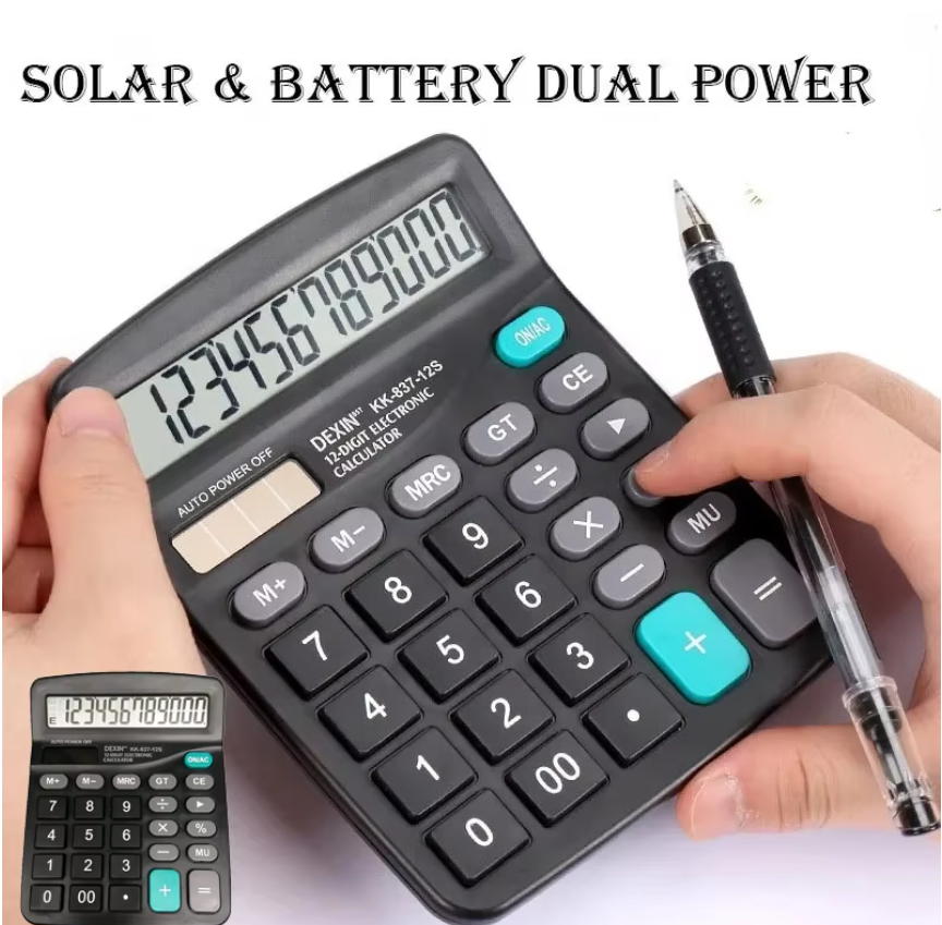 12 Digits Electronic Calculator Solar Calculator Dual Power Supply Calculator for Home Office School Financial Accounting Tools Local fast delivery