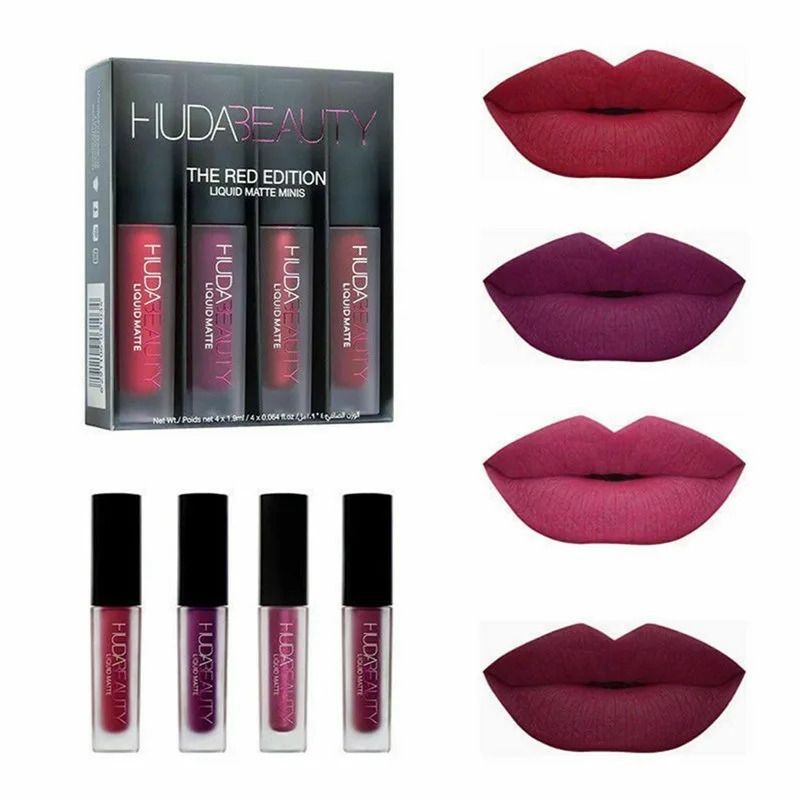 4PCS/Set Beauty Liquid Lipsticks Matte Waterproof  Long Lasting Lip Gloss Set Makeup Lipstick Set Cosmetic