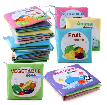Baby Cloth Books Enlightenment Early Educational Toys Kids Fruits Animal Numbers Food Cognitive Book for Toddlers 0-36 Month