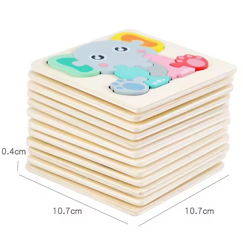 Wooden Puzzle Montessori Animals Carton Colorful Learning Education Toys Tangram Jigzaw Cognitive Wood For Children Kids Gift