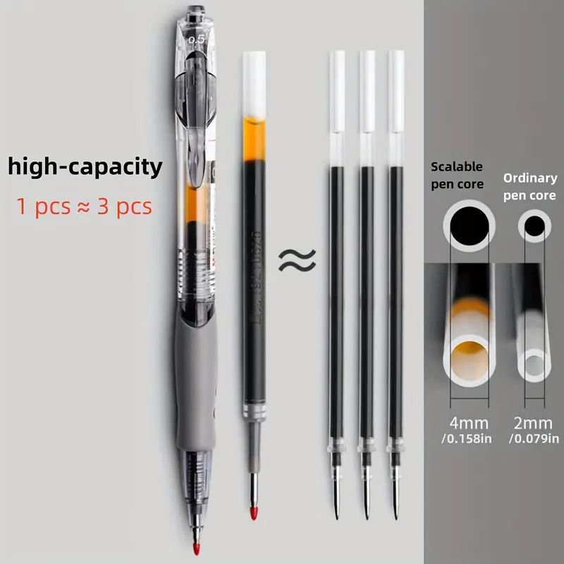 12Pcs/Box Retractable Gel Ink Roller Ball Pens, Bold Point Black Exam Specific For School, Office And Home Use，0.5mm Black Neutral Gel Pens,