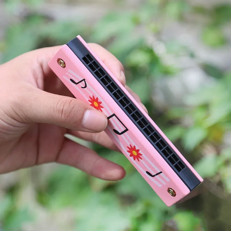 Children Wooden Harmonica Musical Instrument Toys Music Teaching Aids Puzzle Early Education Kindergarten Beginners (Random Color),
