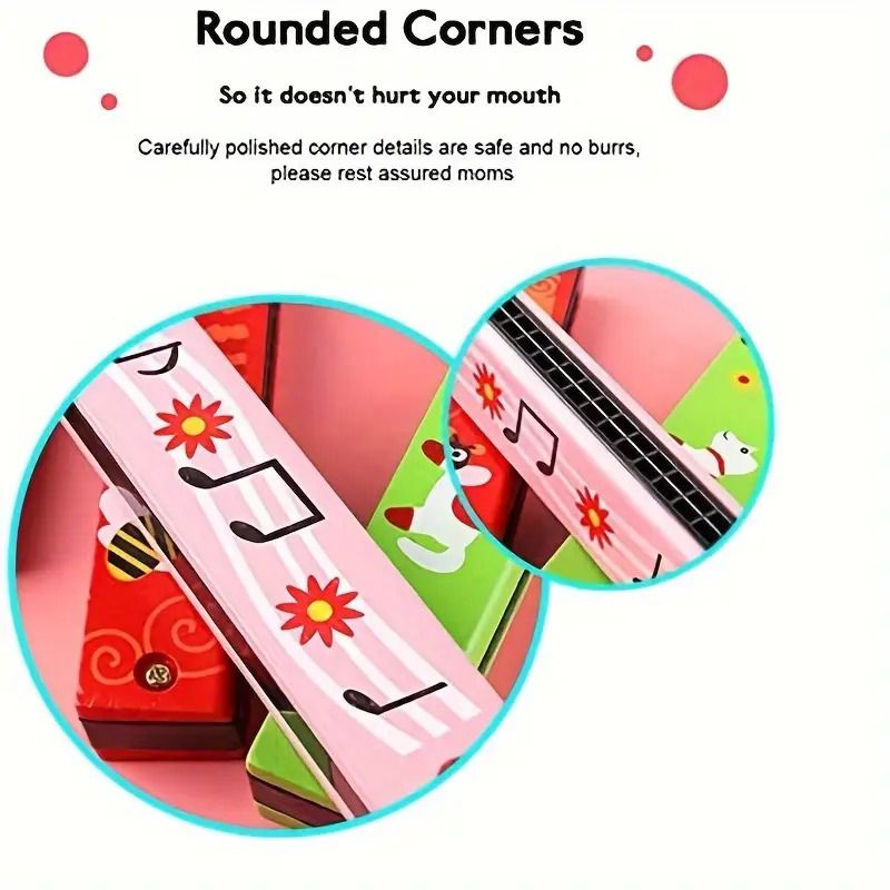 Children Wooden Harmonica Musical Instrument Toys Music Teaching Aids Puzzle Early Education Kindergarten Beginners (Random Color),