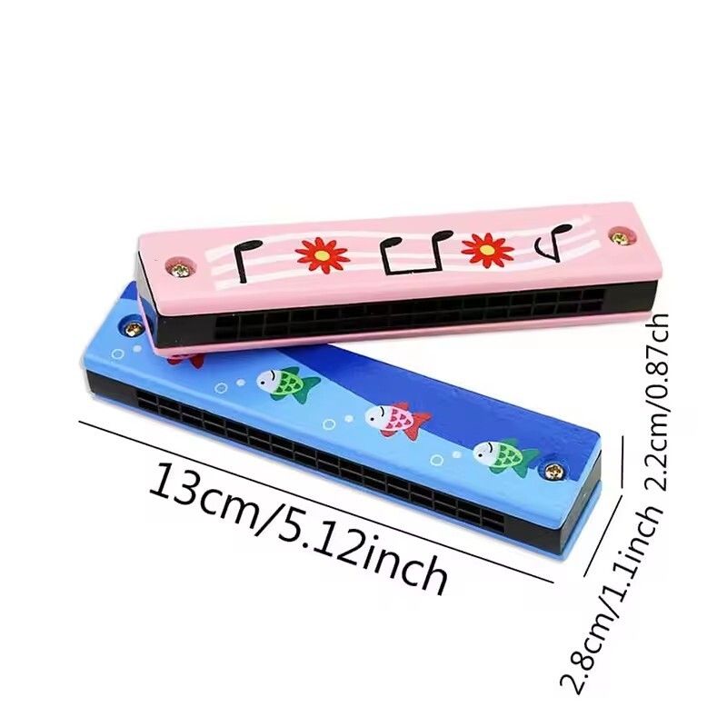 Children Wooden Harmonica Musical Instrument Toys Music Teaching Aids Puzzle Early Education Kindergarten Beginners (Random Color),
