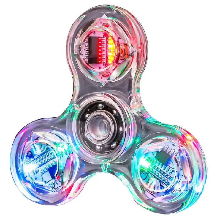 1Pc Crystal Luminous LED light Fidget Spinner Hand Top Spinners Glow in Dark EDC Stress Relief Toys Kinetic Gyroscope for Children