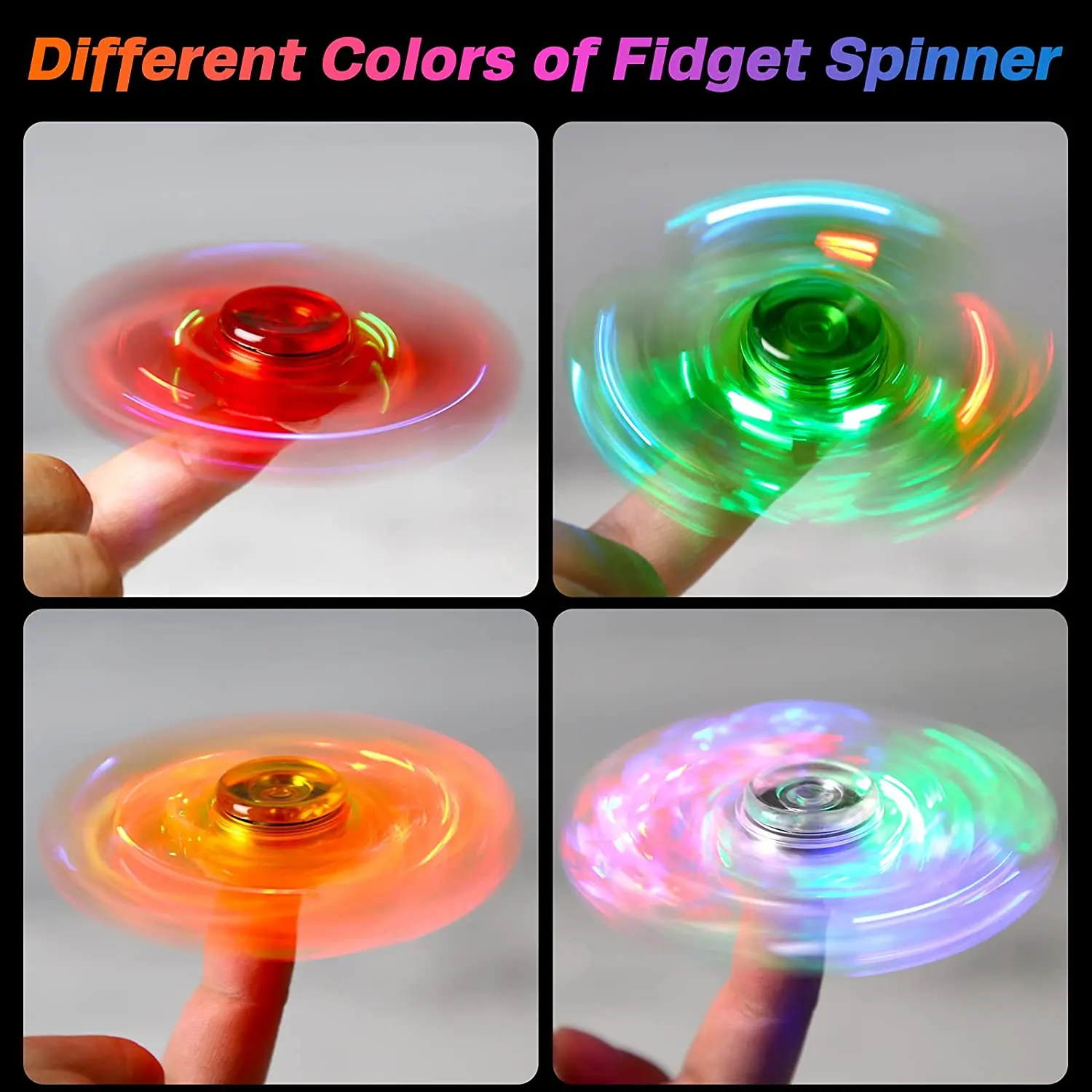 1Pc Crystal Luminous LED light Fidget Spinner Hand Top Spinners Glow in Dark EDC Stress Relief Toys Kinetic Gyroscope for Children