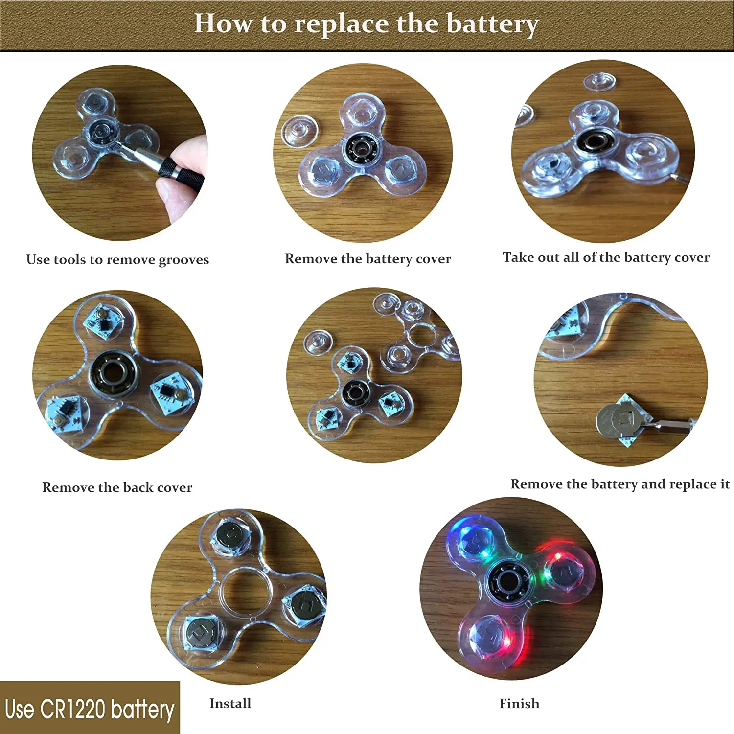 1Pc Crystal Luminous LED light Fidget Spinner Hand Top Spinners Glow in Dark EDC Stress Relief Toys Kinetic Gyroscope for Children