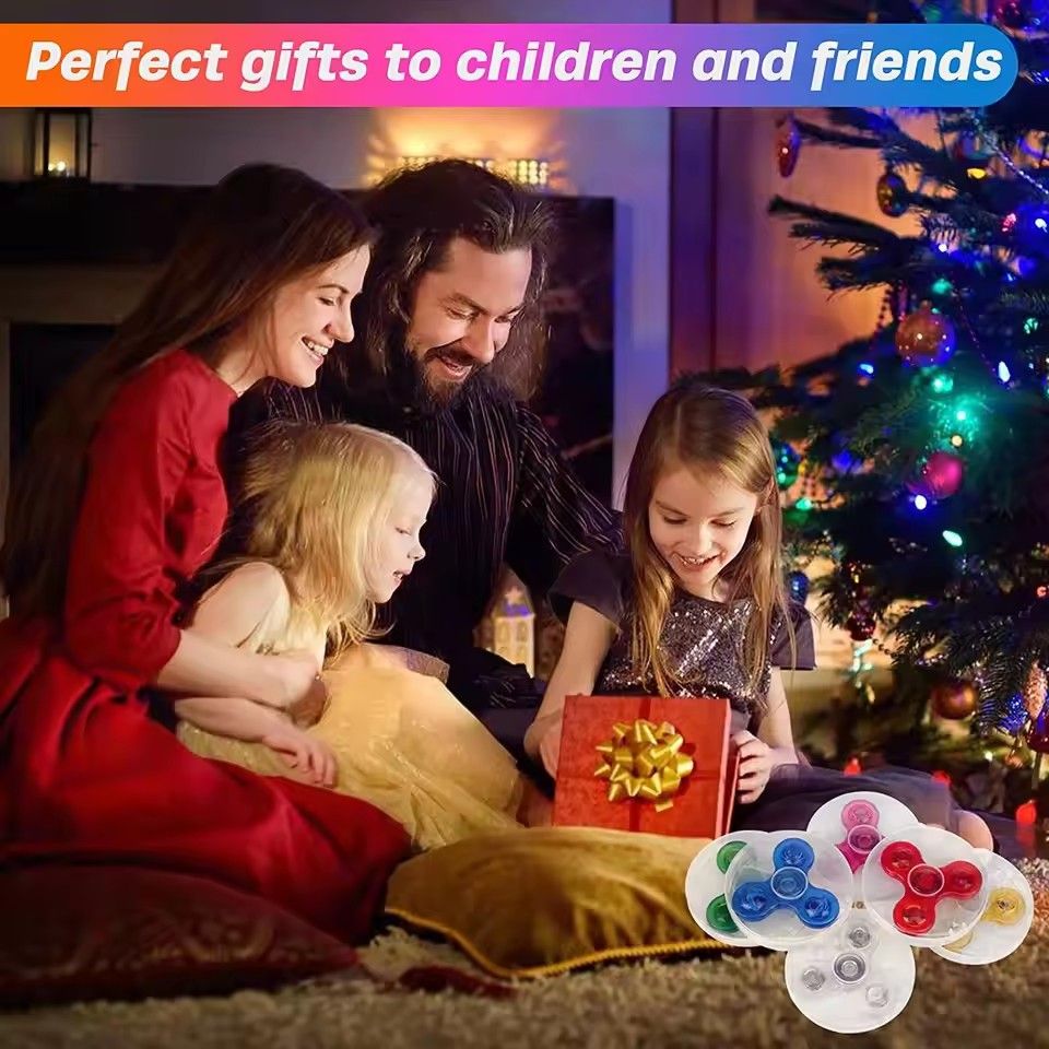 1Pc Crystal Luminous LED light Fidget Spinner Hand Top Spinners Glow in Dark EDC Stress Relief Toys Kinetic Gyroscope for Children