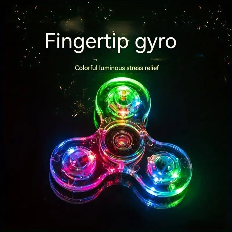 1Pc Crystal Luminous LED light Fidget Spinner Hand Top Spinners Glow in Dark EDC Stress Relief Toys Kinetic Gyroscope for Children