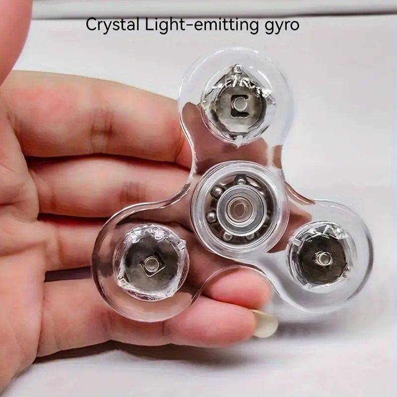 1Pc Crystal Luminous LED light Fidget Spinner Hand Top Spinners Glow in Dark EDC Stress Relief Toys Kinetic Gyroscope for Children