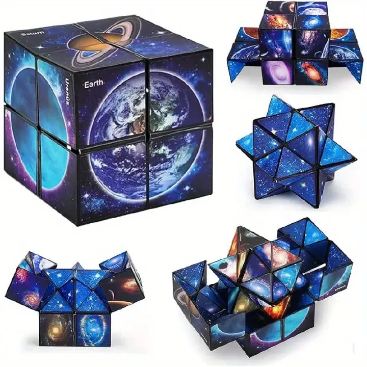 Magic Infinite Cosmic Cube  Infinity Cube Fidget Toy Educational Star Cube Toy Changeable Cubes  Fidget AntiStress Flip Cubic Puzzle Toys for Birthday Presents Gift